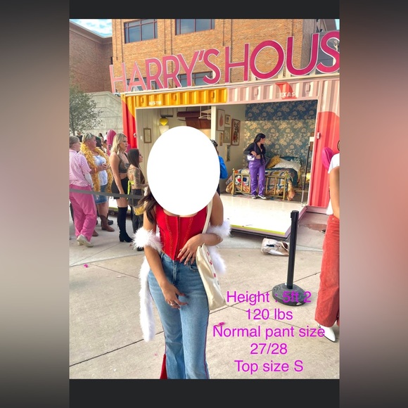 F21 custom red rhinestone‎ flared wide leg jeans - Picture 2 of 10